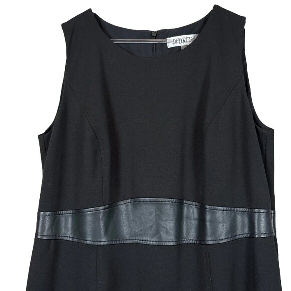 Kasper Faux Leather Waist Sleeveless Cocktail Career Dress Black Size 14W - Picture 3 of 6